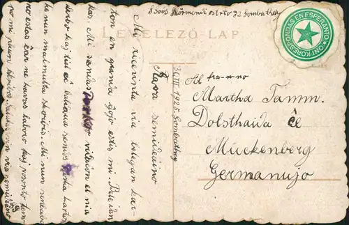 Postcard Steinamanger Szombathely Deak liget 1930  Enesperanto Vignette