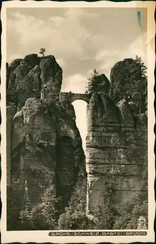 Ansichtskarte Rathen Blick auf die Basteibrücke 1936 Walter Hahn:3211