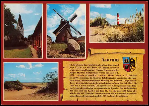 Föhr-Amrum AMRUM (Nordseeinsel Föhr) Chronik-Mehrbildkarte 1980