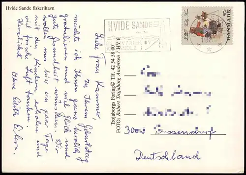 Postcard .Dänemark - Hvide Sande fiskerihavn HVIDE SANDE 1989