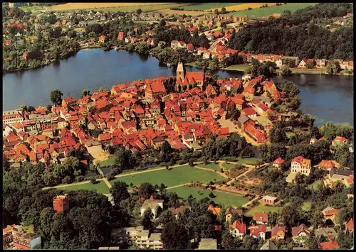 Mölln (Schleswig-Holstein) MÖLLN in Lbg. v. Flugzeug aus, Luftaufnahme 1987