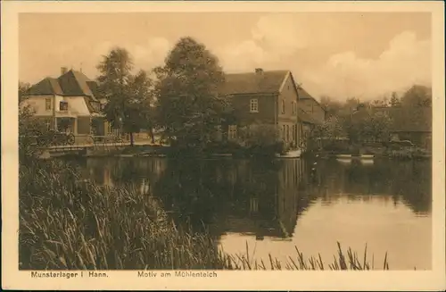 Ansichtskarte Munster-Lager Munsterlager i Hann. Motiv am Mühlenteich 1910