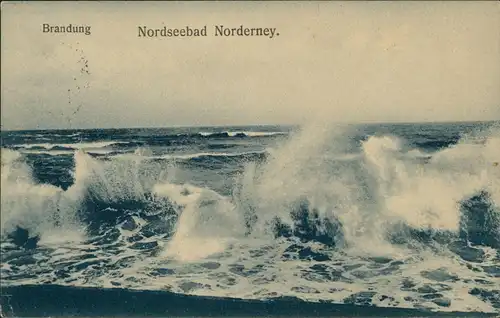 Ansichtskarte Norderney Nordsee Brandung Nordseebad 1912