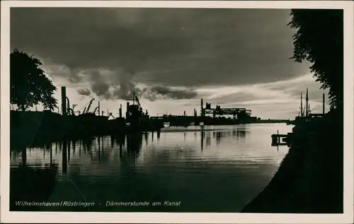 Rüstringen-Wilhelmshaven Panorama-Ansicht, Dämmerstunde am Kanal 1930