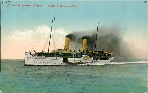 Salon-Dampfer "Cobra" Hamburg-Amerika-Linie Schiffe Dampfer Steamer 1913