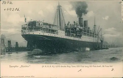 Ansichtskarte  Dampfer ,,Blücher" Schiffe Dampfer Steamer HAPAG 1912