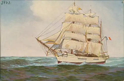 Schiffe  Segelschiffe Segelboote Französische Dreimastbark, Jetztzeit. 1912