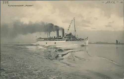 Ansichtskarte  Schiffe Dampfer Steamer Turbinenschiff ,,Kaiser" 1912