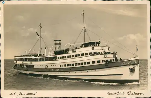 Ansichtskarte Cuxhaven Hafen M.S. Jan-Molsen Motorschiff 1935
