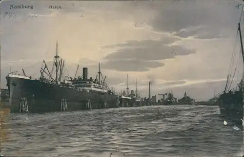 Ansichtskarte Hamburg Hafen Dampfer Steamer Stimmungsbild 1905