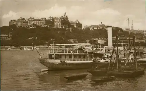 Postcard Budapest Királyi vár - Dampfer Fähren 1928