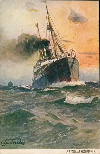 Ansichtskarte Schiffe Dampfer Steamer Künstlerkarte 1906 gel A-Stempel Vegesack
