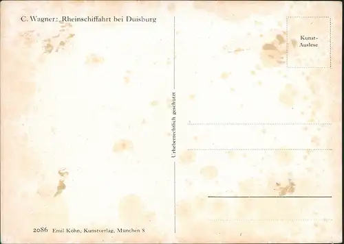 Duisburg Rheinschiffahrt und Industrieanlagen Künstlerkarte 1932