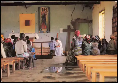 Postcard .Tansania Tansania Tanzania Gottesdienst Kirche 2002  gel. Airmail