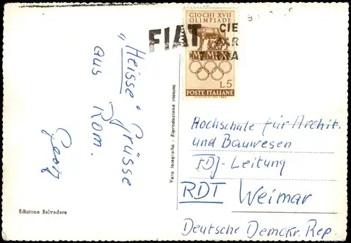 Cartoline Rom Roma Rome Palazzetta dello sport 1960