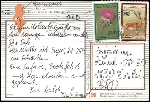 Tunesien MATMATA Le Targui et son Chameau, Einheimischer auf Kamel 1990