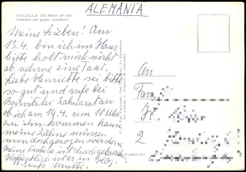 Postales Calella CALELLA DE MAR Detalles del paseo maritimo 1975