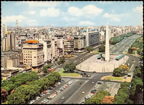 Postcard Buenos Aires Avenida Nueve de Julio (Obelisk) 1967