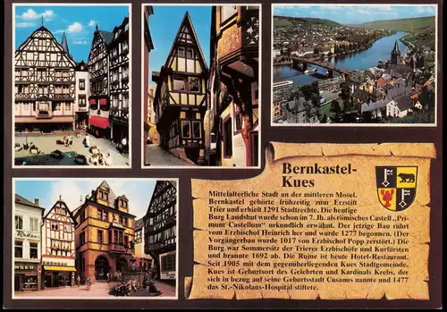 Ansichtskarte Bernkastel/Mosel Panorama, Markt, Fachwerkhäuser 1995