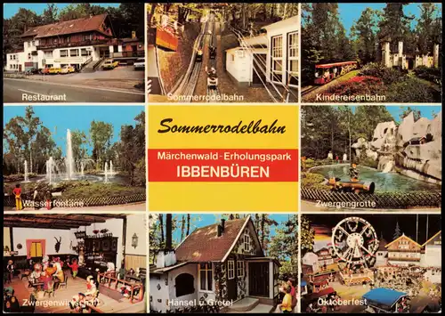 Ansichtskarte Ibbenbüren MB Sommerrodelbahn, Restaurant 1988