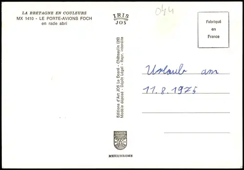 .Frankreich LE PORTE-AVIONS FOCH en rade abri (Flugzeugträger) 1975