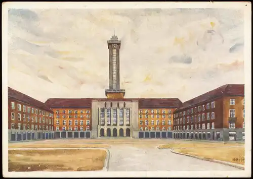 Postcard Ostrau Moravska Ostrava Neues Rathaus (Künstlerkarte) 1940