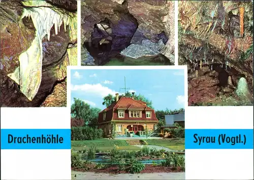 Syrau (Vogtland) Drachenhöhle (Syrau) - Elefantenohr, Großer See, Schatzkammer mit versteinerter Axt, Höhleneignung mit Springbrunnen 1980