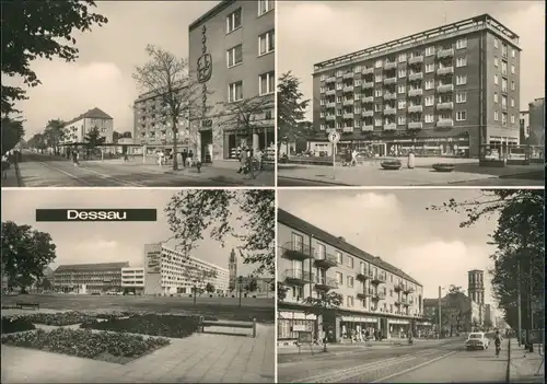 Dessau-Dessau-Roßlau Wilhelm-Pieck-Straße mit Geschäften und Hochhäusern 1963