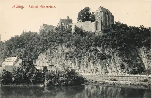 Ansichtskarte Leisnig Schloss Mildenstein - Bahnstrecke 1913