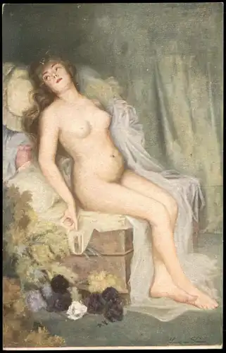 Künstlerkarte Mme Van PARYS Souvenir Remembrance; frühe Erotik 1920