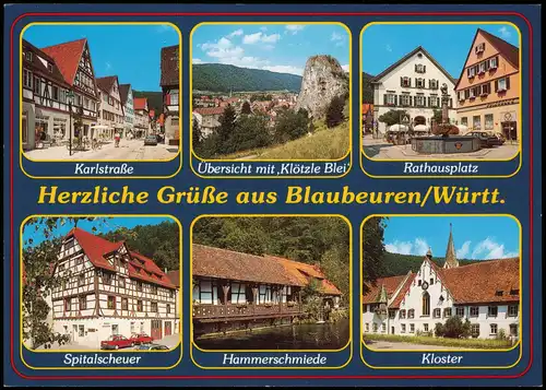 Blaubeuren Mehrbildkarte u.a. mit Hammerschmiede Kloster Karlstraße 1980