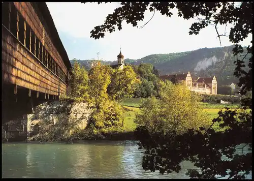 Ansichtskarte Beuron Ortsansicht mit alter Holzbrücke 1990