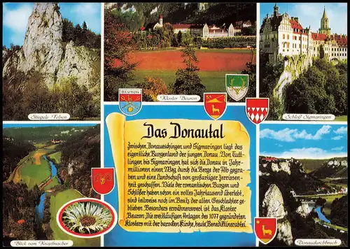 .Baden-Württemberg Donautal & Donau Mehrbild-AK mit Sehenswürdigkeiten 1998