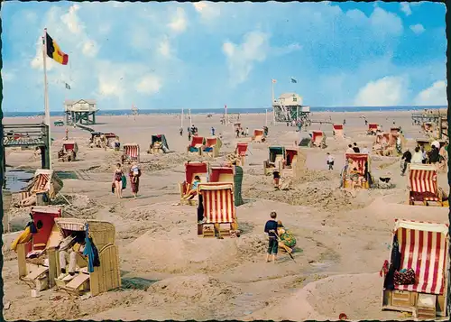 Ansichtskarte St. Peter-Ording Strand, Strandkörbe 1971