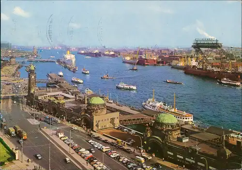 Ansichtskarte St. Pauli-Hamburg Landungsbrücken, Schiffe 1967