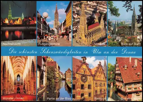 Ansichtskarte Ulm a. d. Donau Fußgängerzone Rathaus Schiefes Haus 1998