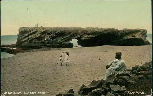 Postcard Durban AT THE BLUFF, THE CAVE ROCK Port Natal 1908