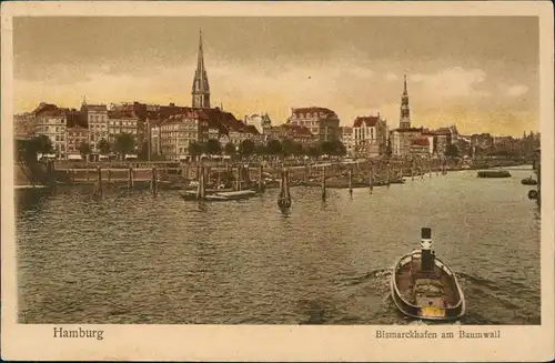 Ansichtskarte Hamburg Bismarckhafen am Baumwall Dampfer 1924