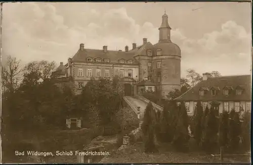 Ansichtskarte Bad Wildungen Schloss Friedrichstein mit Haus 1928