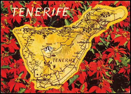 Postales .Teneriffa Canary Island TENERIFE Landkarte Map 1974