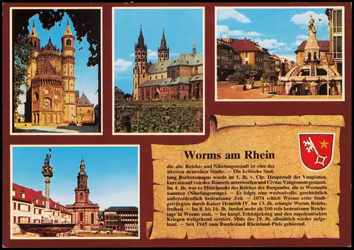 Ansichtskarte Worms Mehrbildkarte mit Ortsansichten, Chronik-Karte 1980