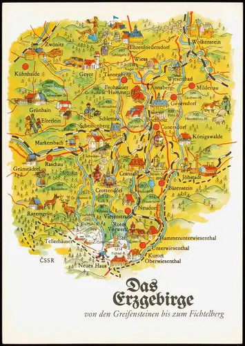 Landkarte Erzgebirge Greifenstein Fichtelberg Westlicher Teil 1988