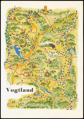 Rodewisch (Vogtland) Landkarten Ak: Vogtland III - Rodewisch, Oelsnitz 1986