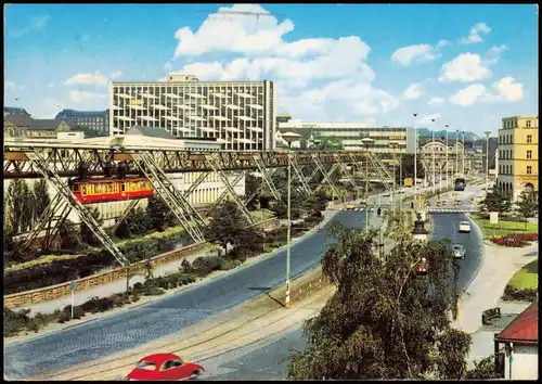 Ansichtskarte Wuppertal Schwebebahn in der Friedrich-Engels-Allee 1973