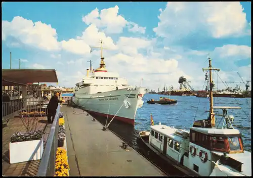 St. Pauli-Hamburg Landungsbrücken mit Schiff Wappen von Hamburg 1970