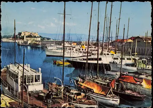 CPA Antibes Hafen, Le port et le fort carré 1958