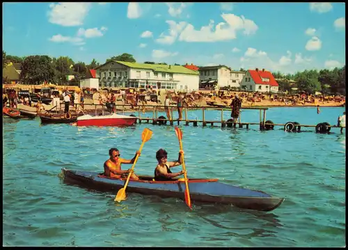 Ansichtskarte Sierksdorf Strand Ostsee Urlauber im Paddelboot 1975