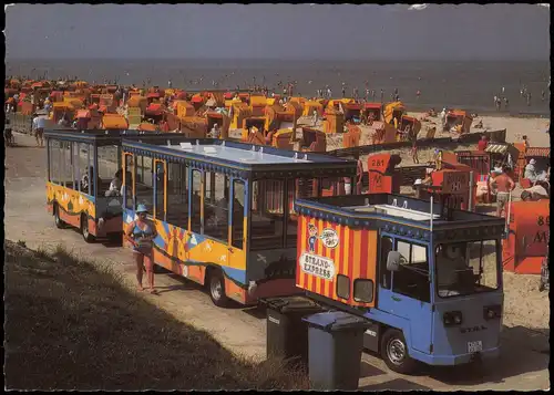 Ansichtskarte Cuxhaven Strand mit Jan-Cux-Strandexpreß 1993