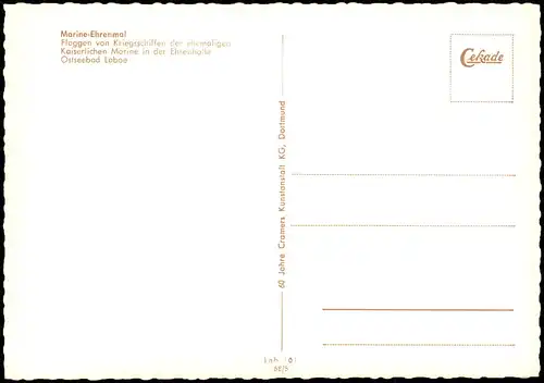 Laboe Marinedenkmal Flaggen  Kriegsschiffe Kaiserlichen Marine Ehrenhalle 1962