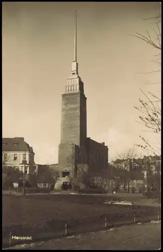 Postcard Helsinki Helsingfors Partie an der KIRCHE 1926